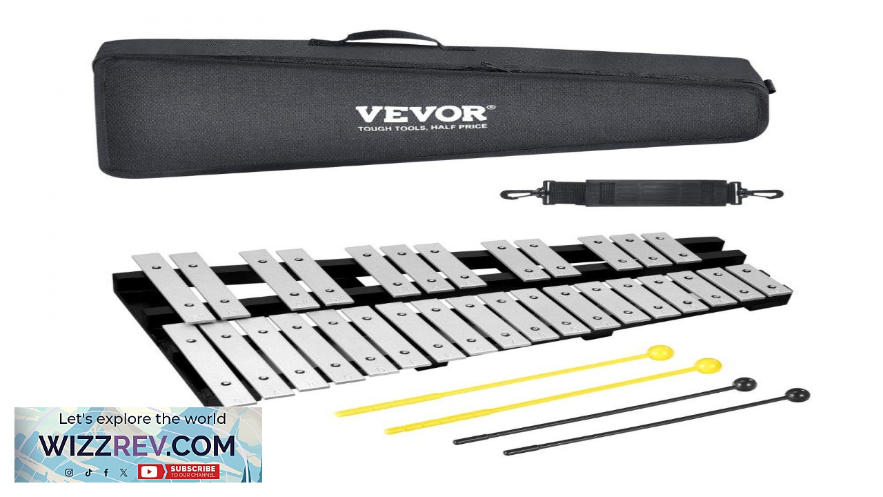 Thumbnail for VEVOR 30 Note Glockenspiel Xylophone Bell Kit Percussion Instrument with Mallets Drum