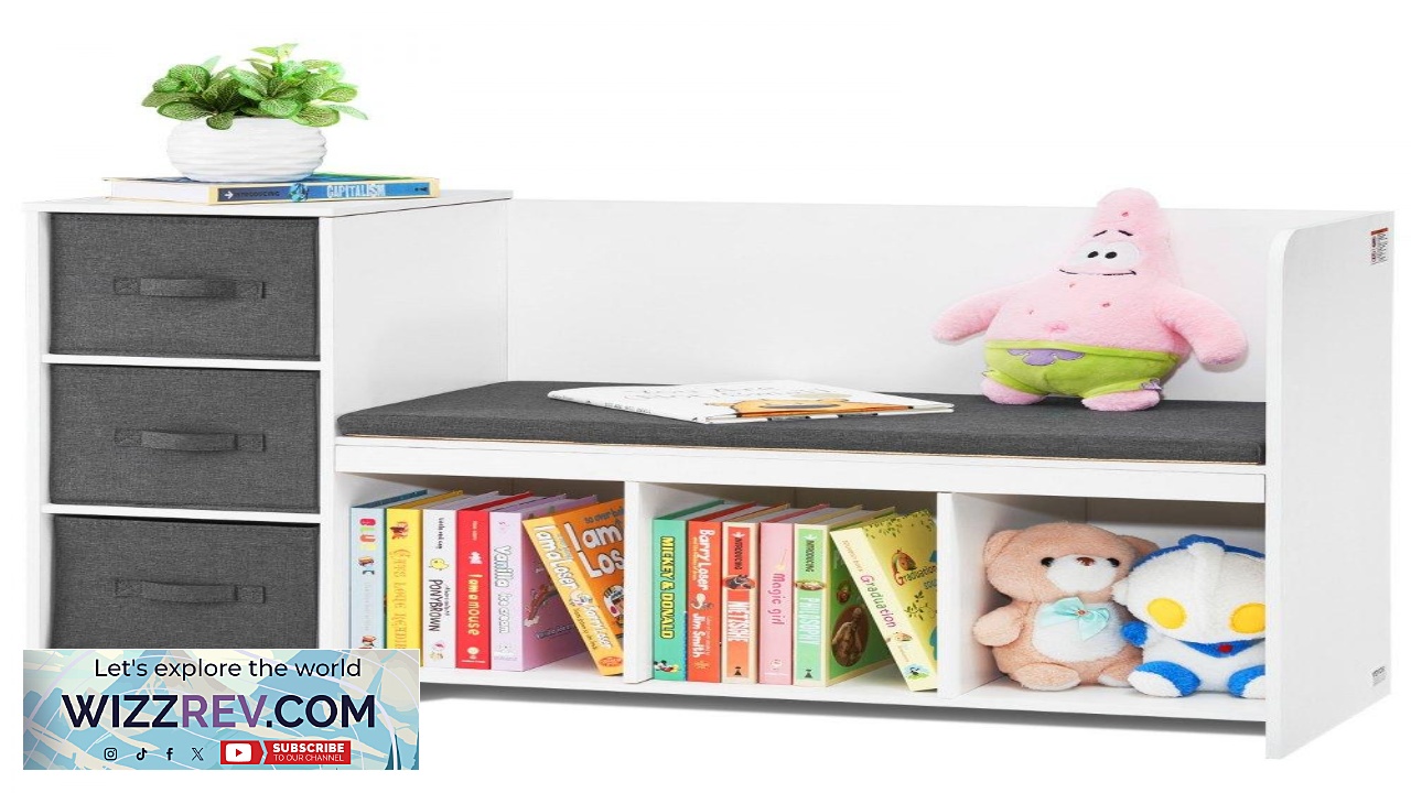 Thumbnail for VEVOR Reading Bench with Storage  6 Cubby 3 Drawer Kids