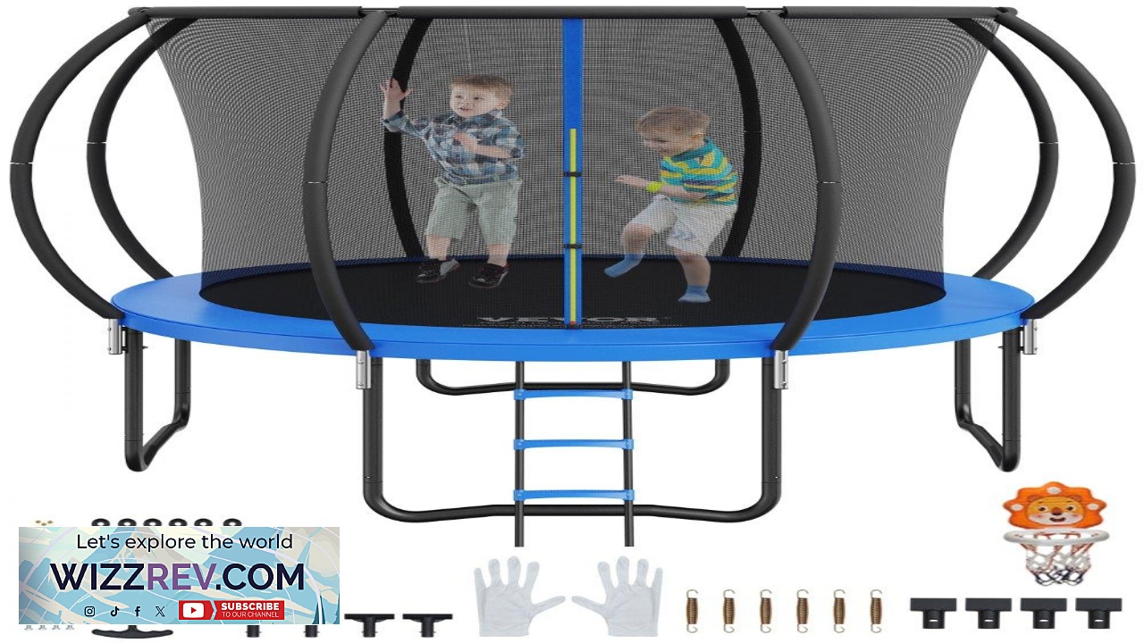 Thumbnail for VEVOR 10FT Trampoline 330 lbs Trampoline with Enclosure Net Ladder and Curved