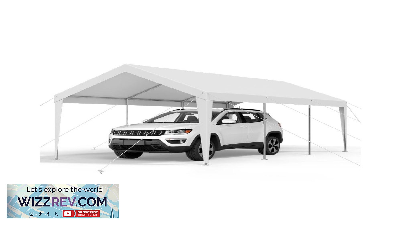 Thumbnail for VEVOR Portable Garage 10x20 8 Poles 103LB PE Tarp Steel