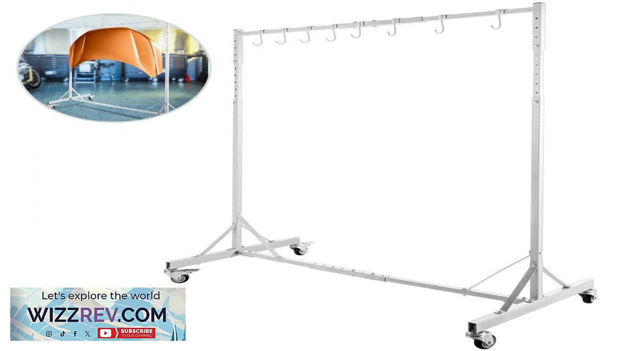 Thumbnail for VEVOR Painting Rack 5ft 7ft Adjustable Height Automotive Paint Stand 8 Hooks Auto