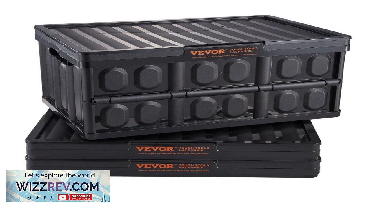 Thumbnail for VEVOR Collapsible Storage Bins with Lids 45L 3 Packs Folding Plastic Stackable