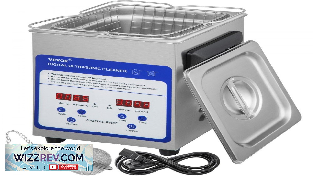 Thumbnail for VEVOR Digital Ultrasonic Cleaner 2L Ultrasonic Cleaning Machine 40kHz Sonic Cleaner Machine