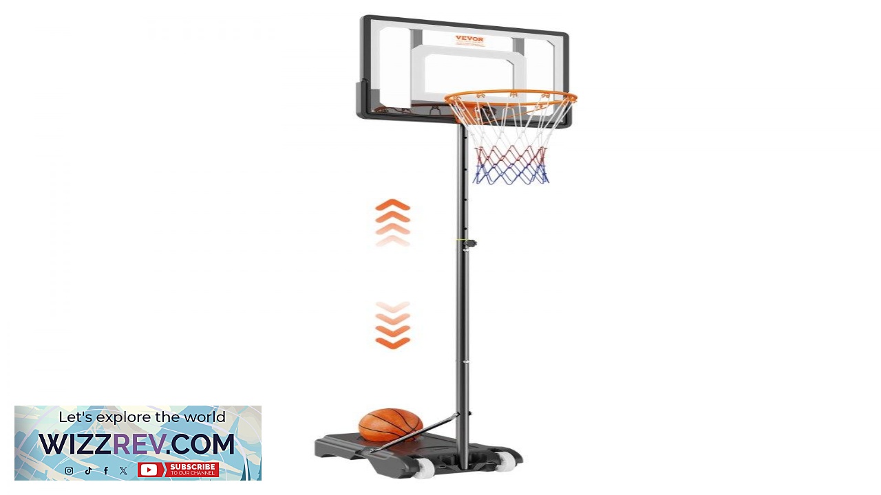 Thumbnail for VEVOR Basketball Hoop 5 7 ft Adjustable Height Portable Backboard System 32 inch