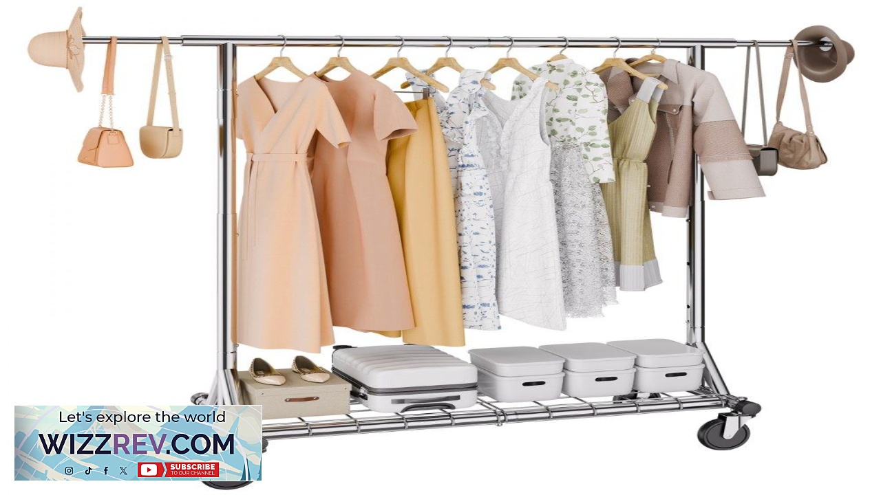 Thumbnail for VEVOR Clothes Rack with Wheels Heavy Duty Clothing Garment Rack Commercial Clothing