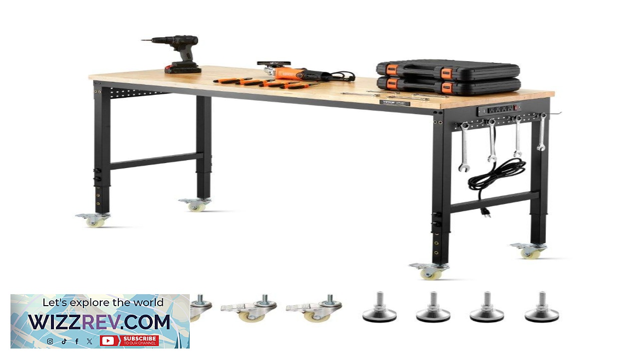 Thumbnail for VEVOR Heavy Duty Adjustable Height Workbench  60" 2000 lbs