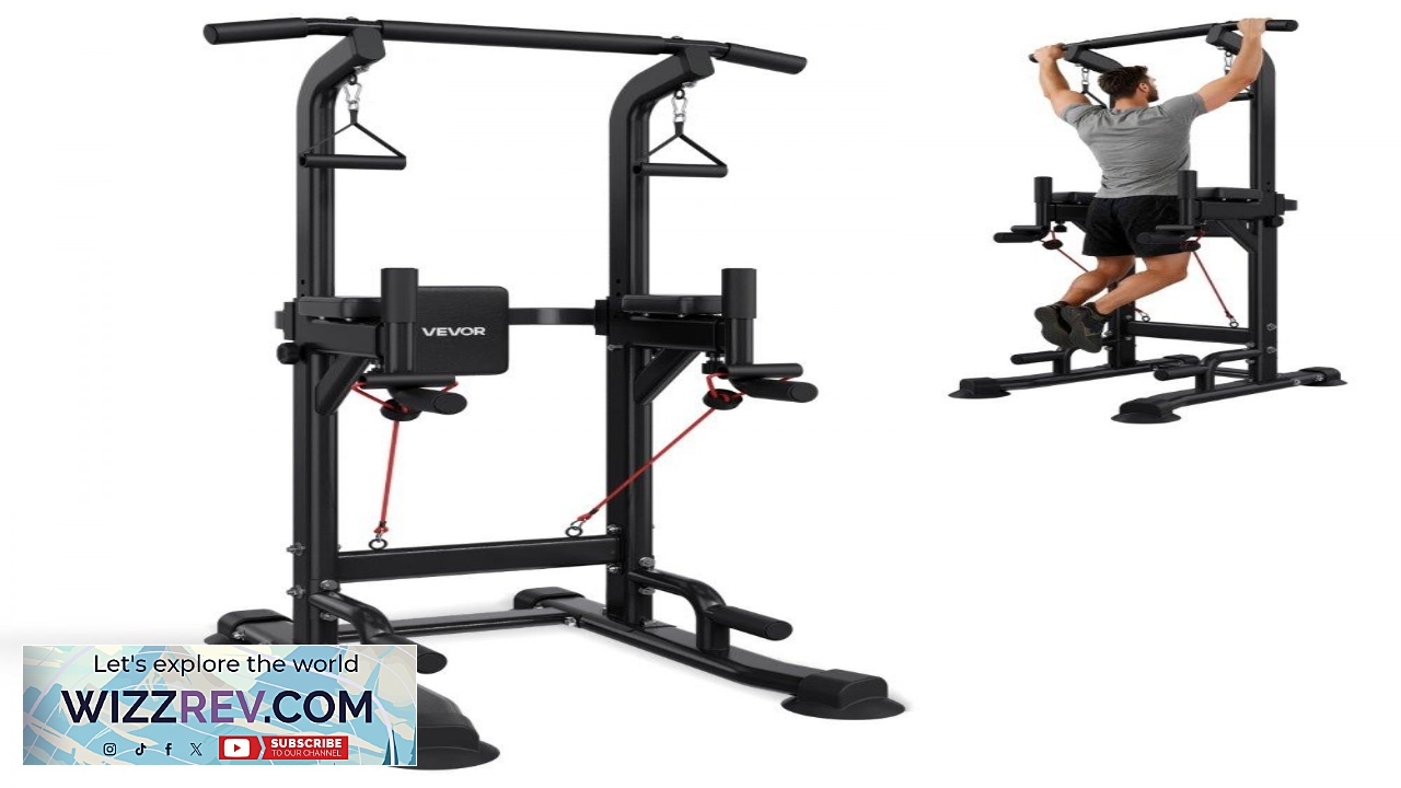 Thumbnail for VEVOR Pull Up Bar 330 LBS Power Tower Dip Station Workout Dip
