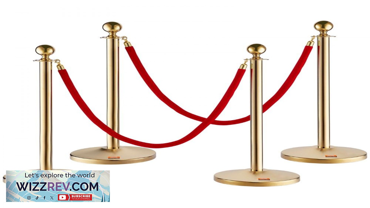Thumbnail for VEVOR Stanchion Post with Velvet Rope 4 Pack Crowd Control Stanchion with 2PCS