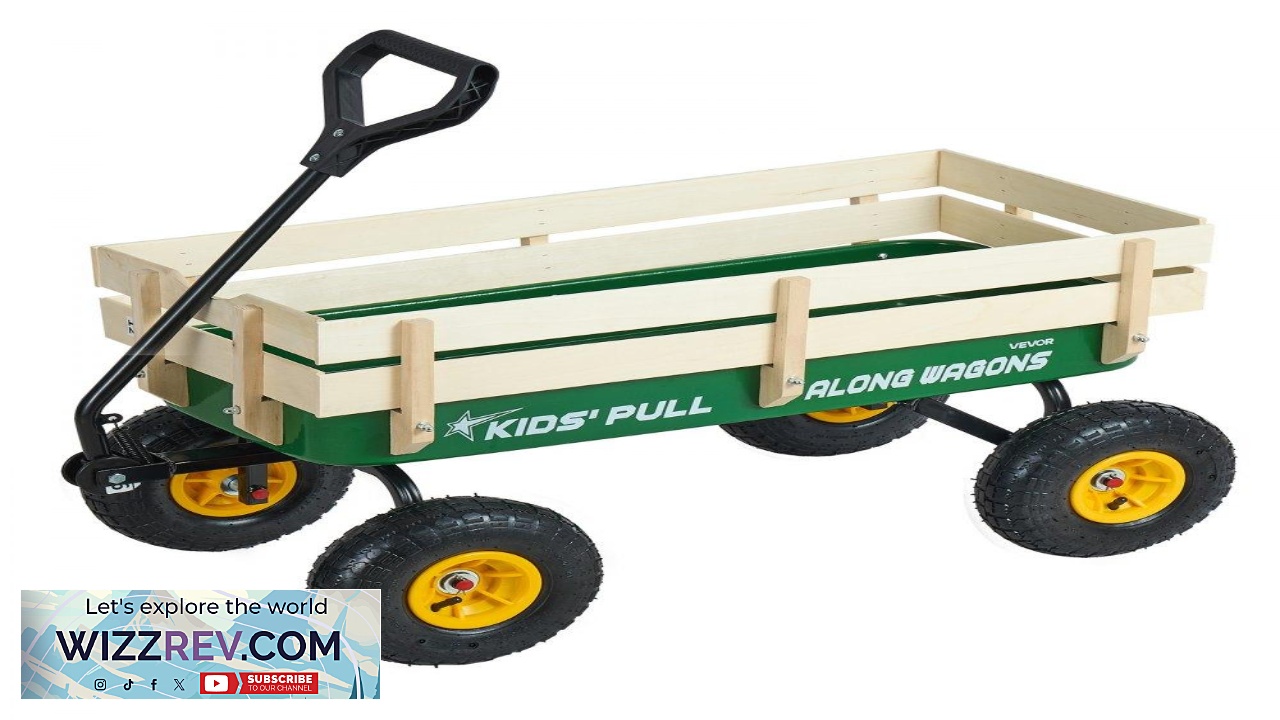 Thumbnail for VEVOR Pull Along Wagon for Kids 39 inch Toddler Wagons with Wooden Panels