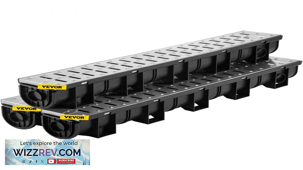 Thumbnail for VEVOR Trench Drain System Channel Drain with Metal Grate 5.9x5.1 Inch HDPE Drainage
