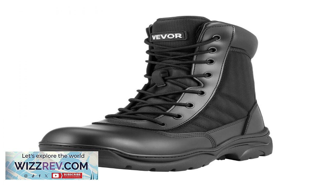 Thumbnail for VEVOR Mens Black Combat Boots  8 Inch Side Zip 1000D Oxford