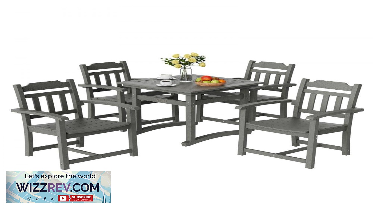 Thumbnail for VEVOR 5 Pieces Patio Dining Set Outdoor Square Furniture Table and Chairs