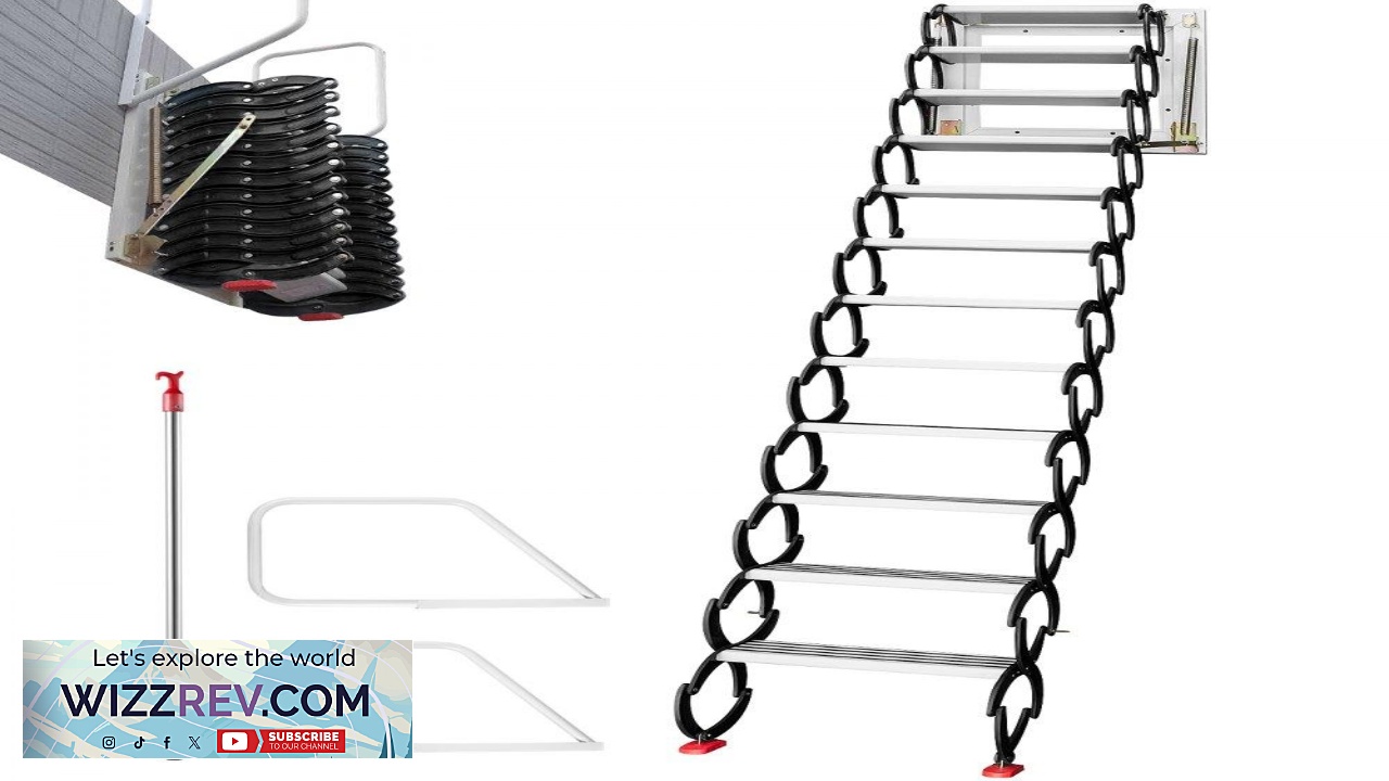 Thumbnail for VEVOR Attic Steps Pull Down 12 Steps Attic Stairs Alloy Attic Access