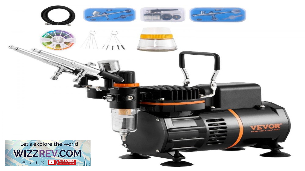 Thumbnail for VEVOR Airbrush Kit Dual Fan Air Compressor Professional Airbrushing System Kit