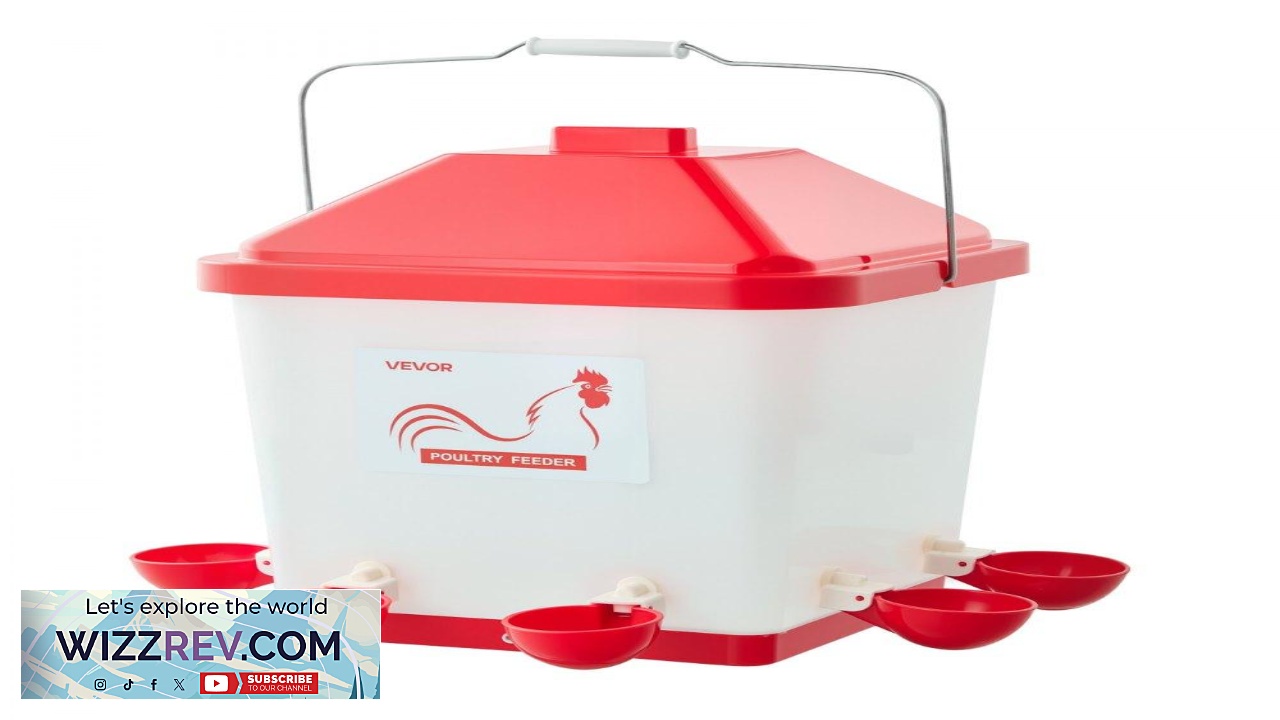 Thumbnail for VEVOR 5 Gallon Automatic Chicken Waterer 6 Water Ports Automatic Fill Water Cup