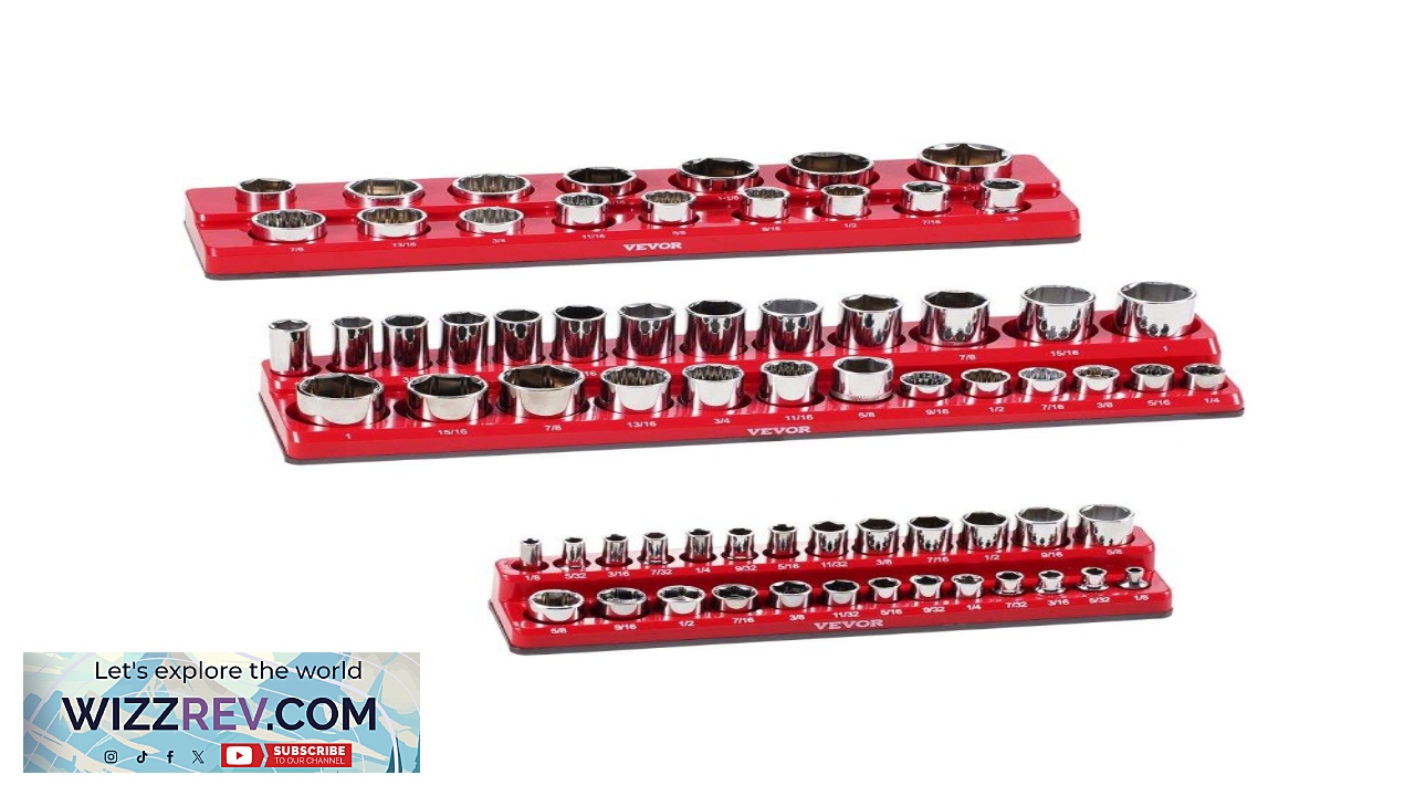 Thumbnail for VEVOR Magnetic Socket Holder Set  1 4" 3 8" 1 2" SAE