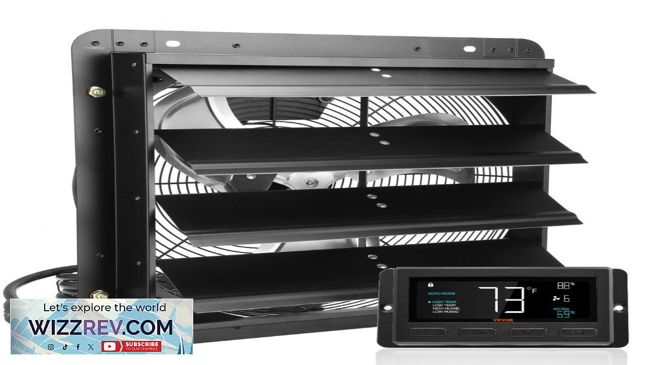 Thumbnail for VEVOR Shutter Exhaust Fan 16'' with Temperature Humidity Controller EC motor 1550