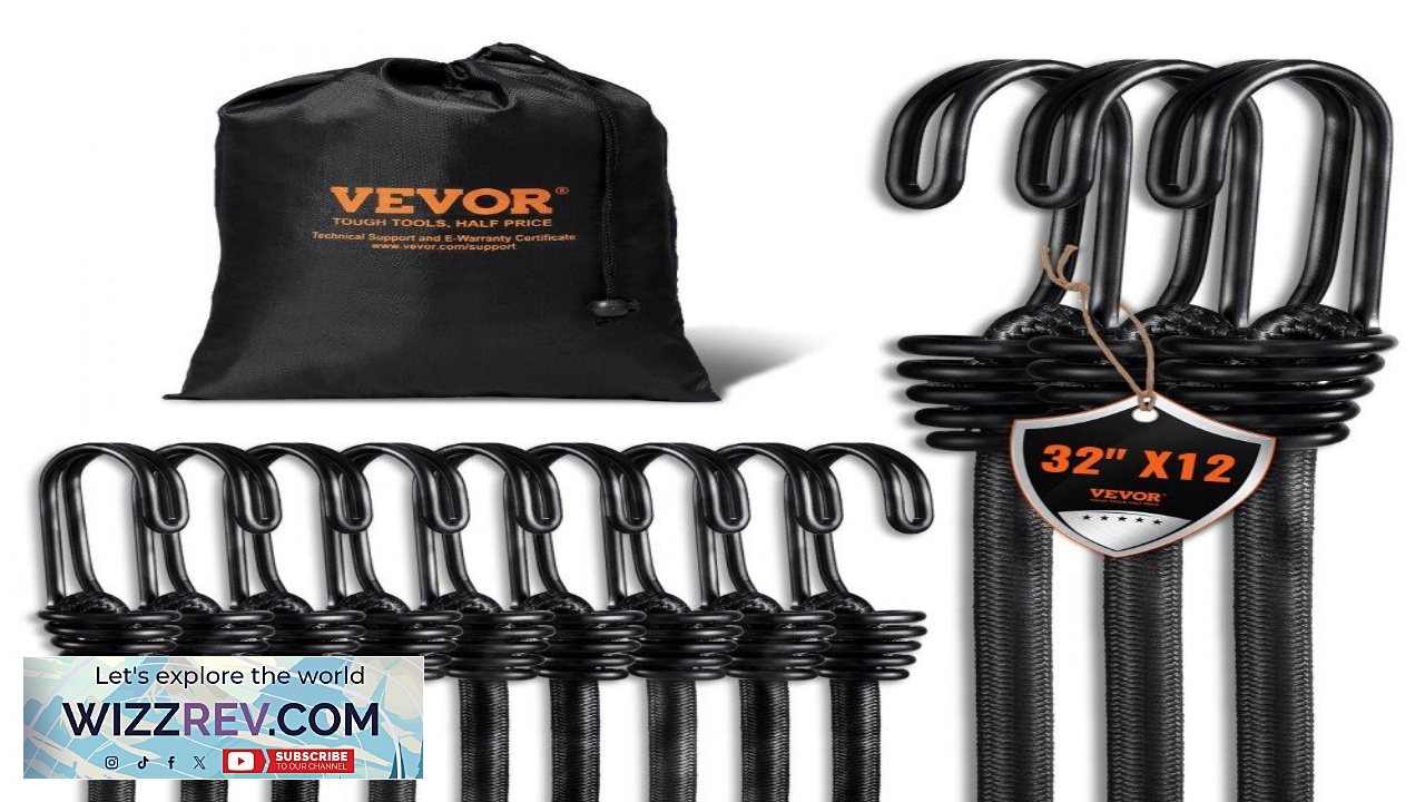Thumbnail for VEVOR Heavy Duty Bungee Rope  32in 12pcs 8mm Hooks