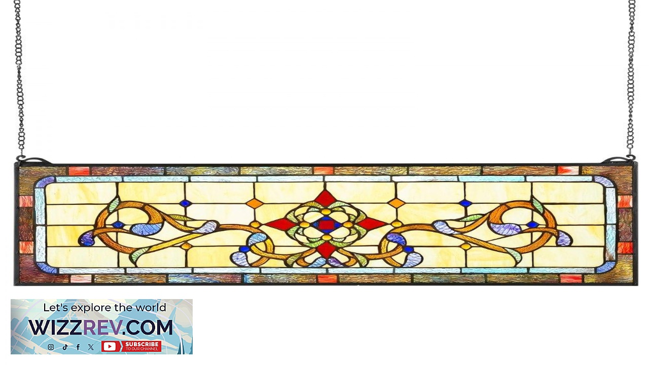 Thumbnail for VEVOR Stained Glass Window Panel 32" x 11" Tiffany Style Hanging Transom