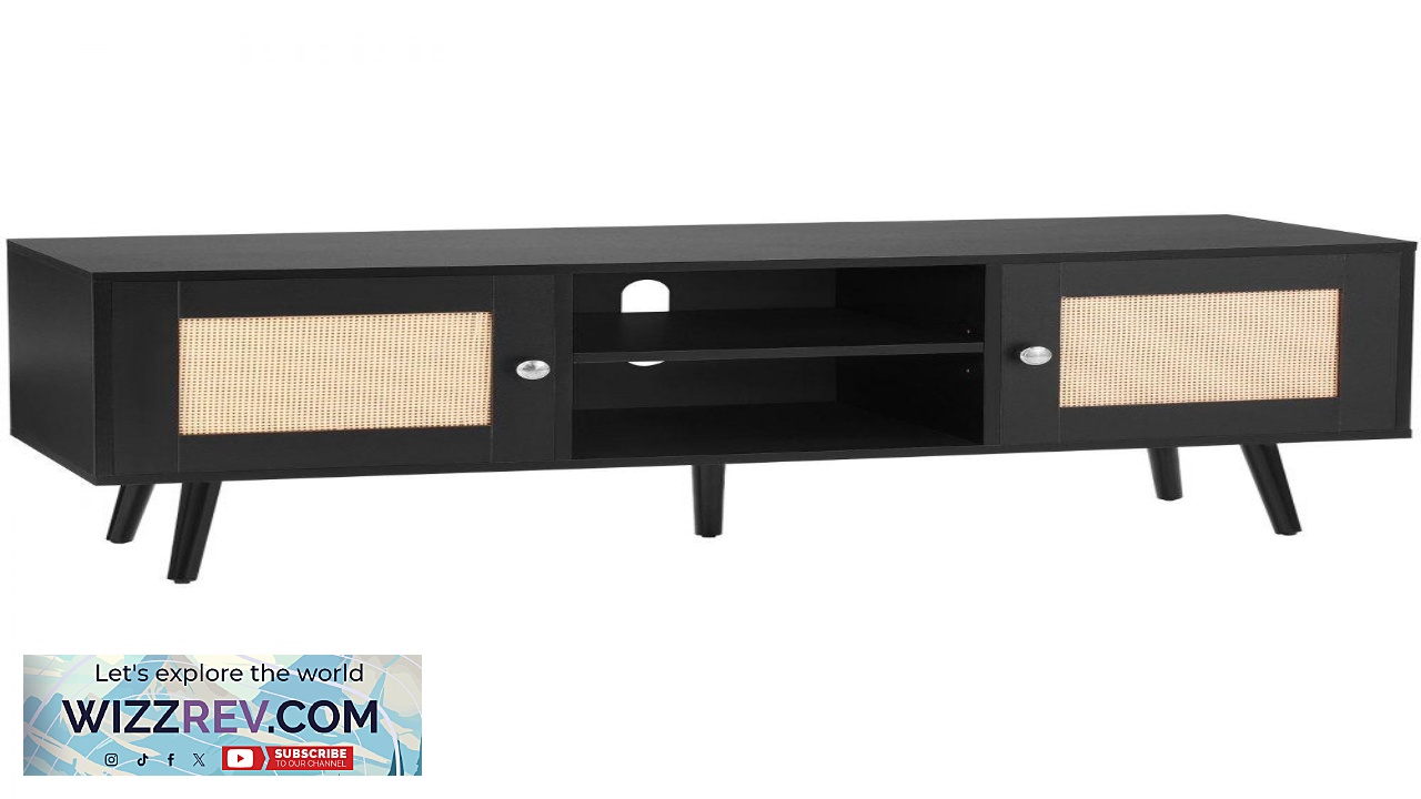 Thumbnail for VEVOR Rattan TV Stand Boho TV Cabinet for 55 inch TV Mid