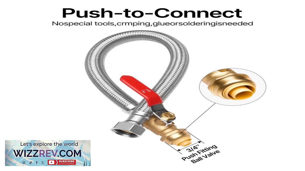 Thumbnail for VEVOR Water Heater Kit Push Fit Valve Flexible Water Heater Connector with 3 4"