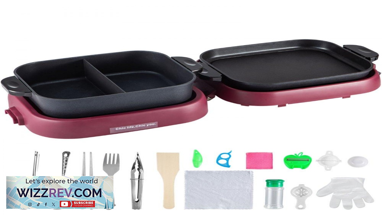 Thumbnail for VEVOR 2 in 1 Electric BBQ Pan Grill Hot Pot Foldable Hot