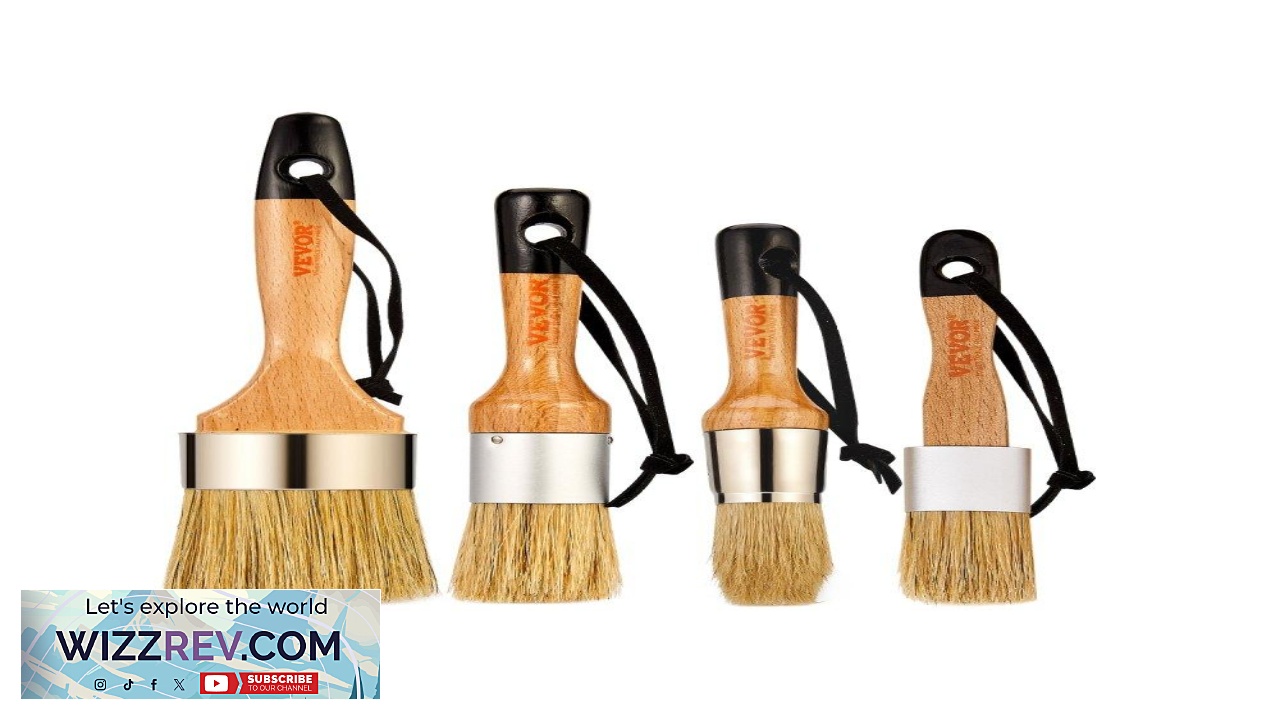 Thumbnail for VEVOR Brush for Chalk Paint Wax: 4 Piece Natural Bristle Set