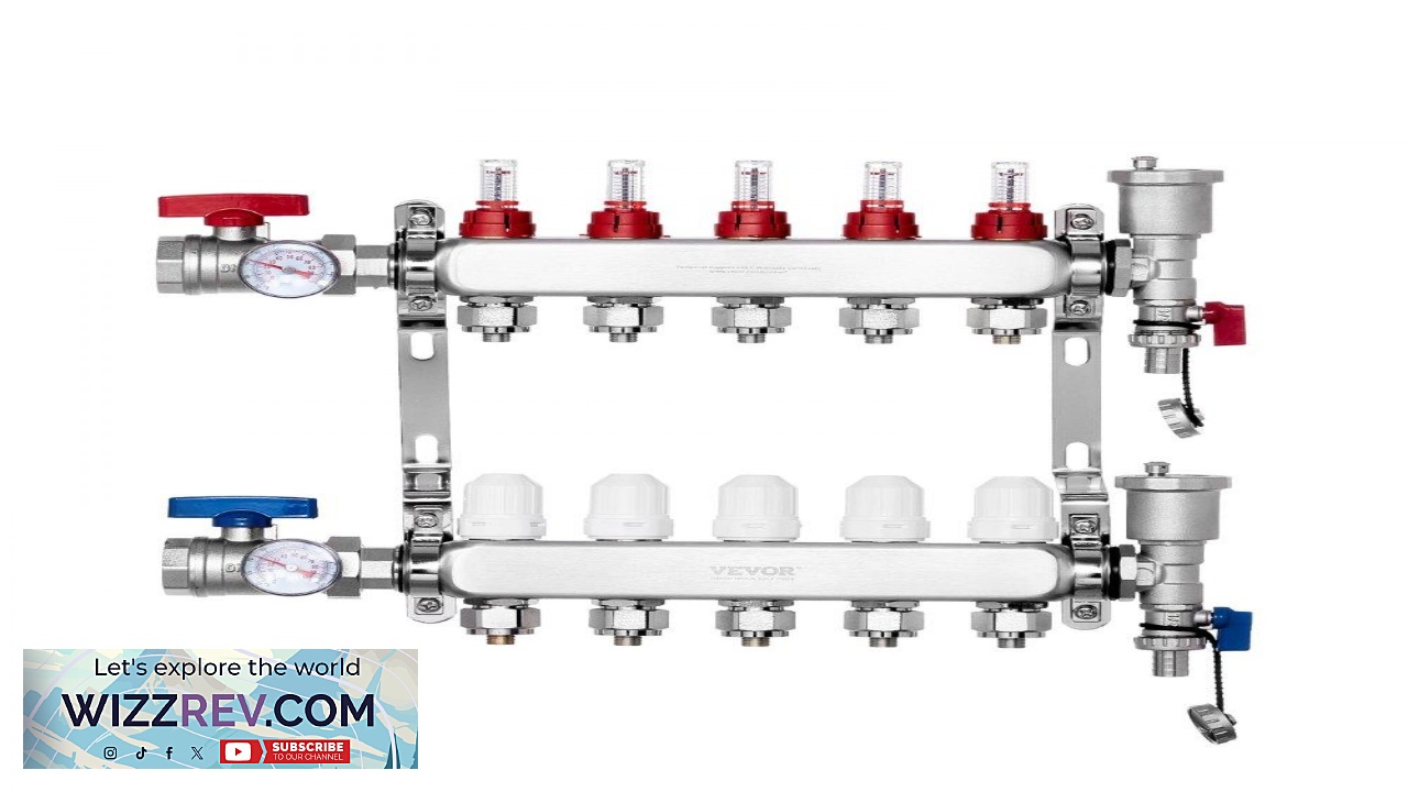 Thumbnail for VEVOR Radiant Heat Manifold  5 Branch 1 2" PEX Tubing