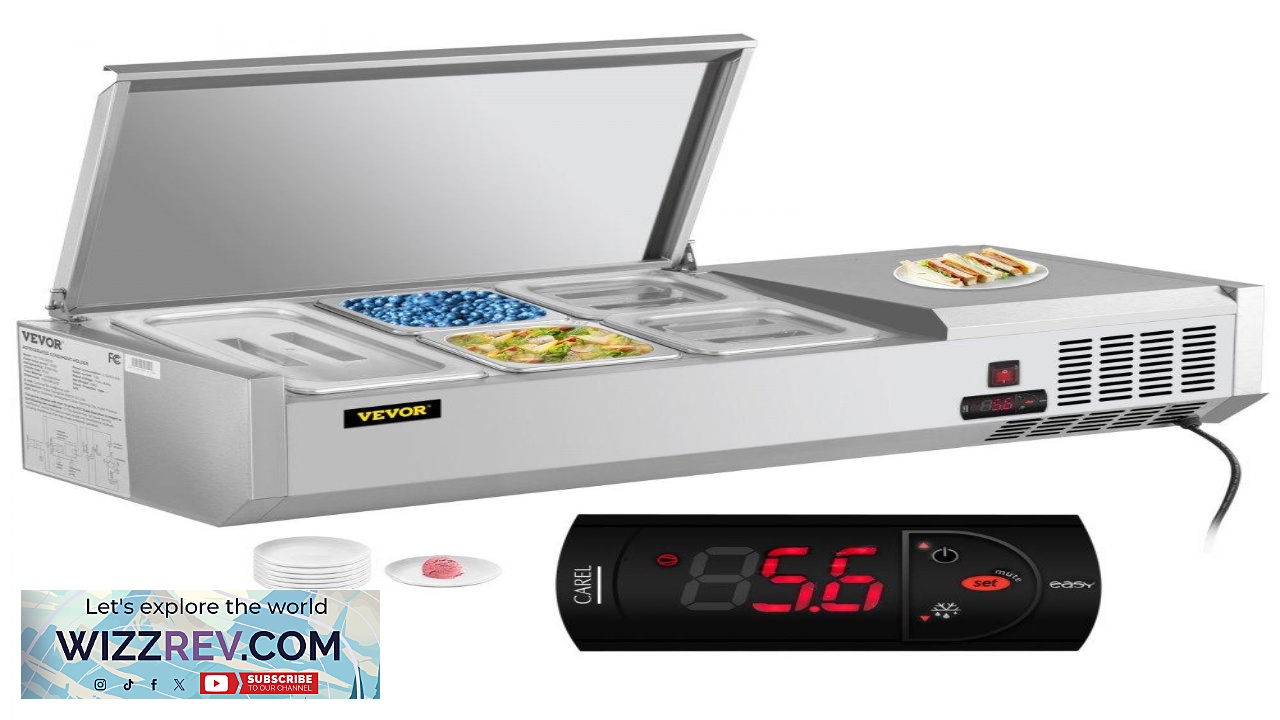 Thumbnail for VEVOR Refrigerated Condiment Prep Station 40 Inch 7.8 Qt Sandwich Salad Prep Table