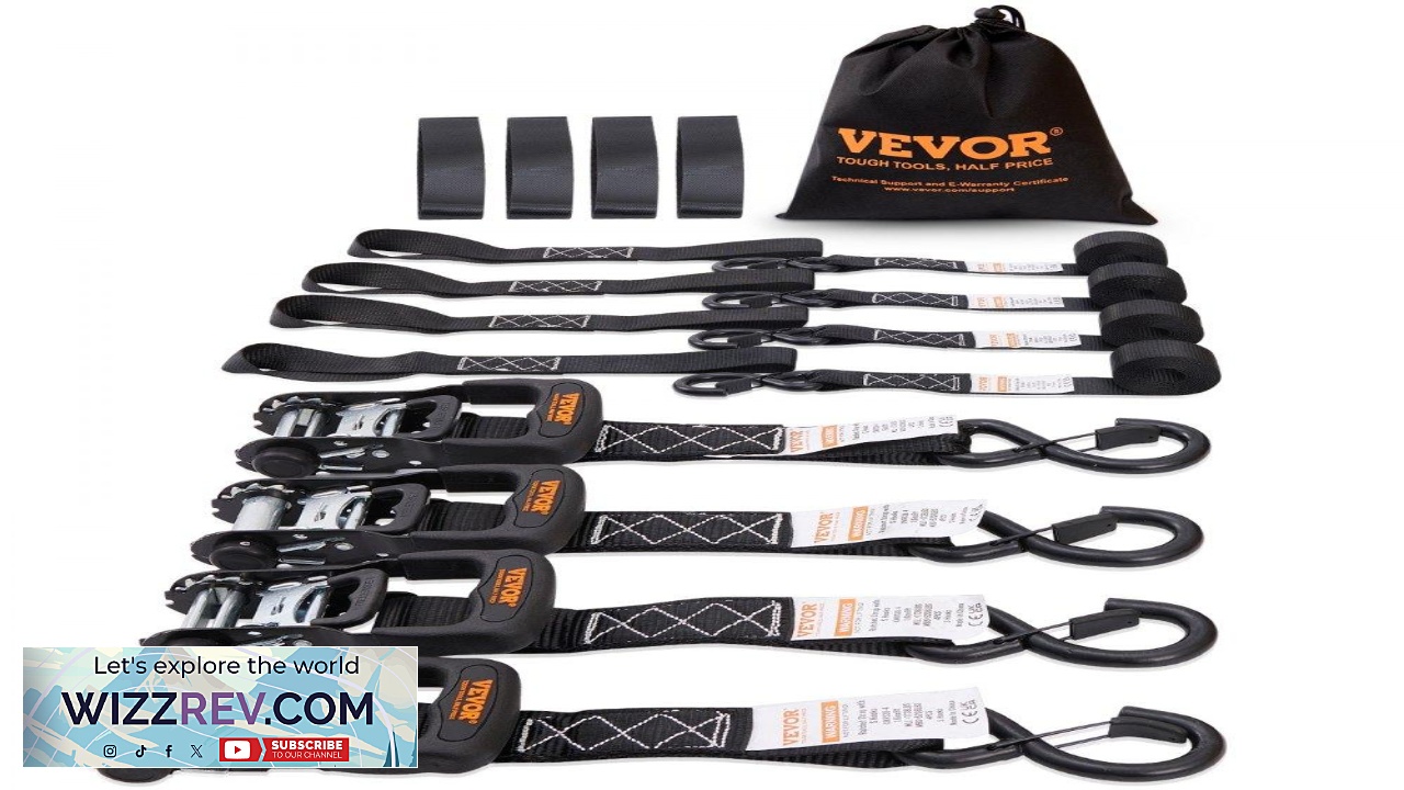 Thumbnail for VEVOR Ratchet Tie Down Straps (4PK) 5208 lb Max Break Strength Includes