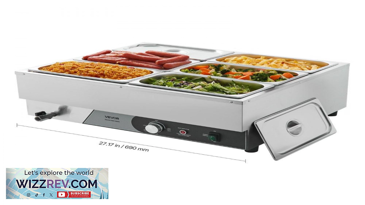 Thumbnail for VEVOR Food Warmer for Party  1500W 61 3 Pans Bain Marie